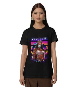 Soulful Petals: The Ukiyo-e Flower Within Graphic Printed Black T-Shirt