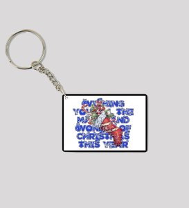 Joyful Wishes and Christmas Wonder for the Year Printed Keychain Pack of 2