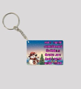Festive Sparkles and New Year Wishes Printed Keychain Pack of 2