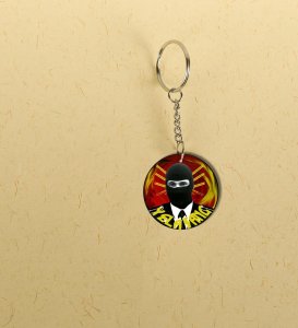 Mystery Fighter With Sword Aura Printed Round Keychain Pack of 2
