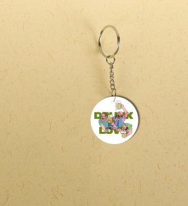 Playful Drunk Love and Laughing Mates: Printed Round Keychain Pack of 2