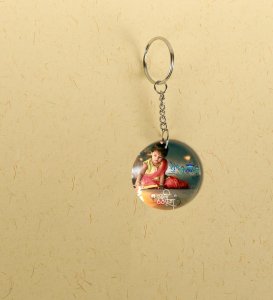 Decorative Diyas Shine Diwali Printed Round Keychain Pack of 2