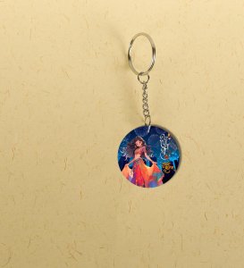 Shining Night Glow Diwali Printed Round Keychain Pack of 2