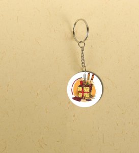 Let the Festival of Lights Begin with Crackers Printed Round Keychain Pack of 2