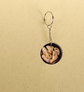 Traditional Festive Karanji Treat Captured in Mini Form Printed Round Keychain Pack of 2