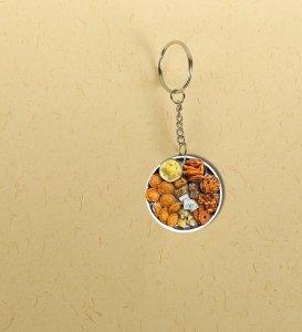 Celebrate With a Traditional Sweet Thali Mini Charm Printed Round Keychain Pack of 2