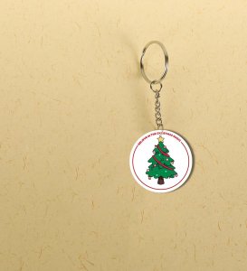The Start of Jolly Times with Santa Spirit Printed Round Keychain Pack of 2.