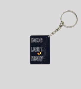 Whiskers In The Moonlight Glow Design Printed Keychain Pack of 2